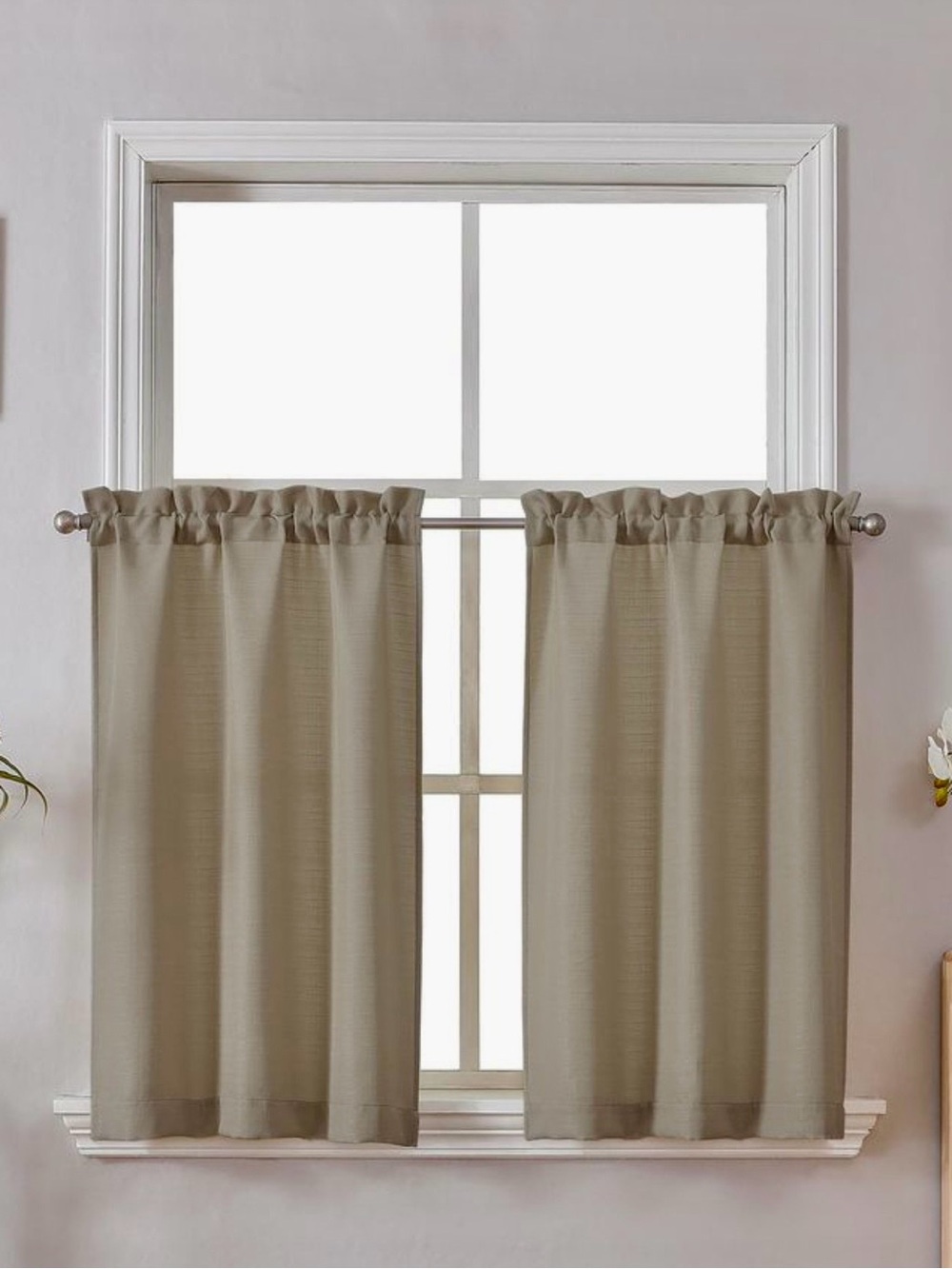 Chyhomenyc 2Panel Stone Beige Kitchen Curtains 36 Inch